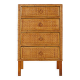 Vintage Bamboo And Rattan Chest Of Drawers - 1960s
