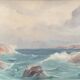 Huile de paysage marin vintage sur carton, signée par Karl Gustav Holmberg 1960