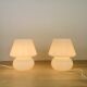 Pair of white opaline mushroom lamps