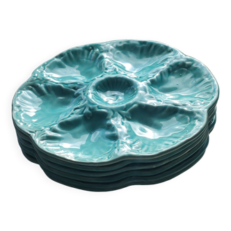 6 oyster plates in Gien slip.