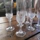 7 cut glass champagne flutes – faceted design