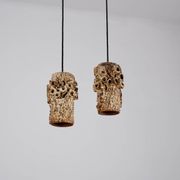 Sculptural ceramic pendant lamps by Bodil Marie Nielsen