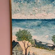 Original Swedish Oil on Panel - "Landskrona" by Stig Allan - Signed - Vintage and Framed - 60 × 50 cm (23.6" × 19.7")