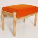 Vintage orange velvet stool mid-century, Edmund Homa, 1960s