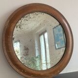 Vintage round mirror stitched ice 29 X 29cm