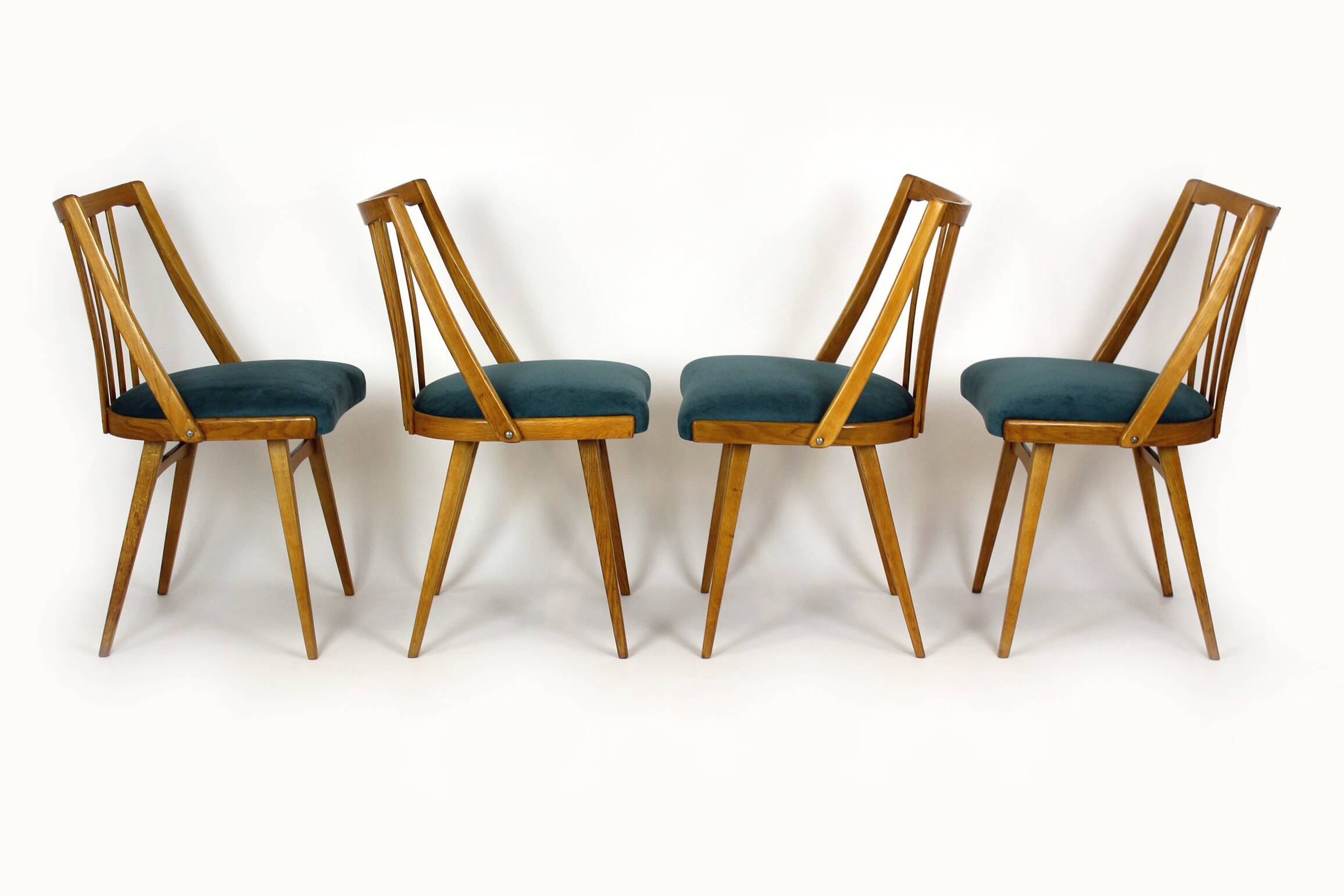 Restored Oak Dining Chairs from Interier Praha, 1960s, Set of 4