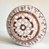 Handcrafted terracotta wall lamp enamelled bordeaux center