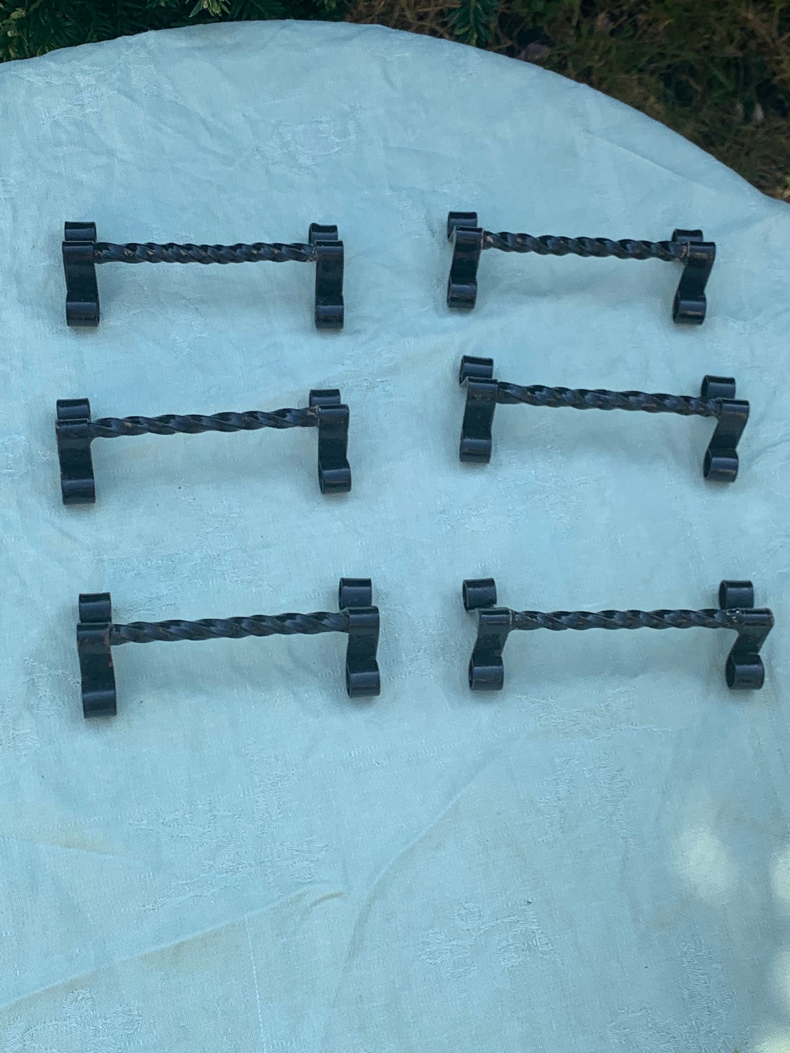 6 knife holders in vintage black wrought iron