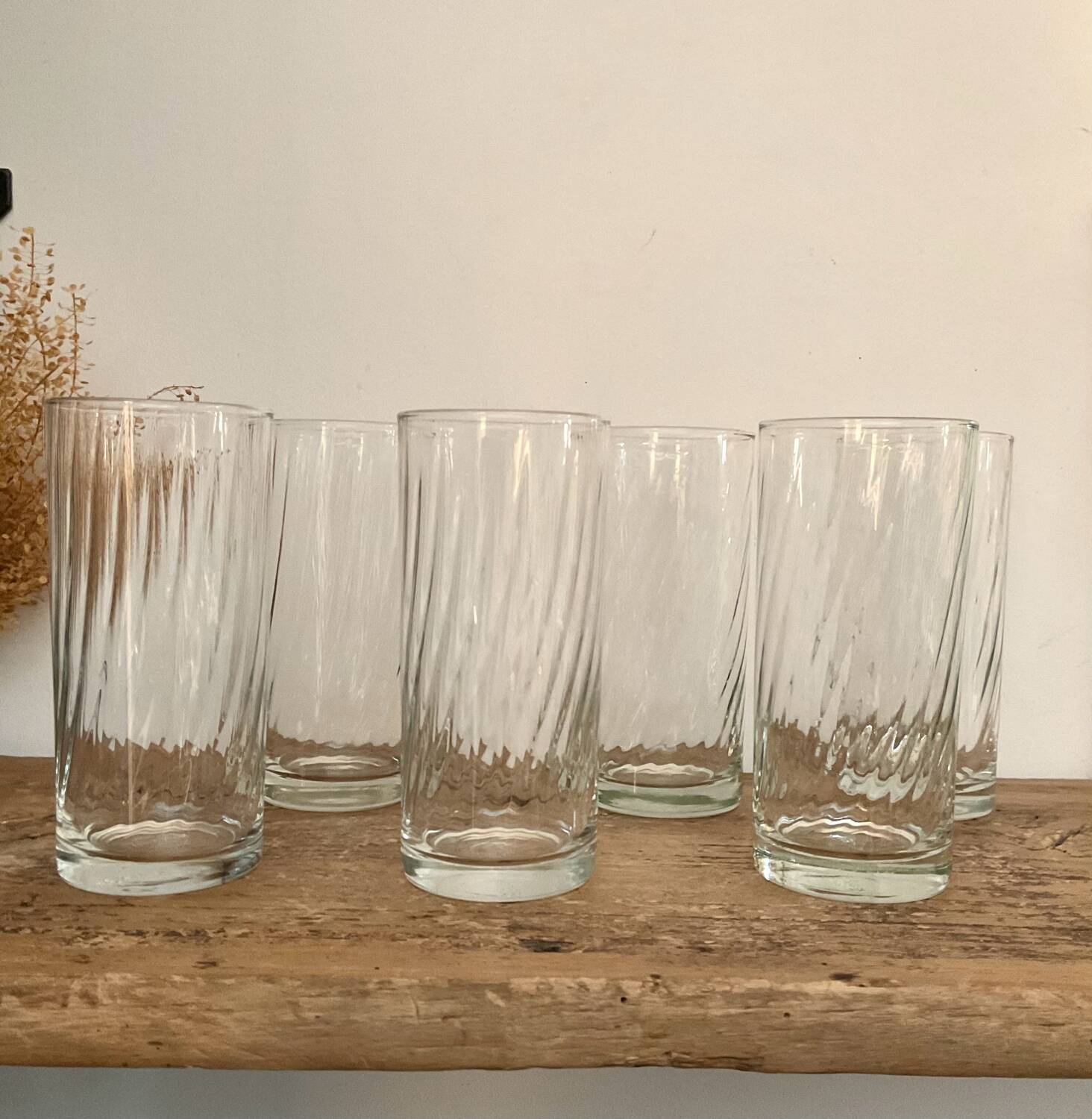 6 vintage twisted glasses