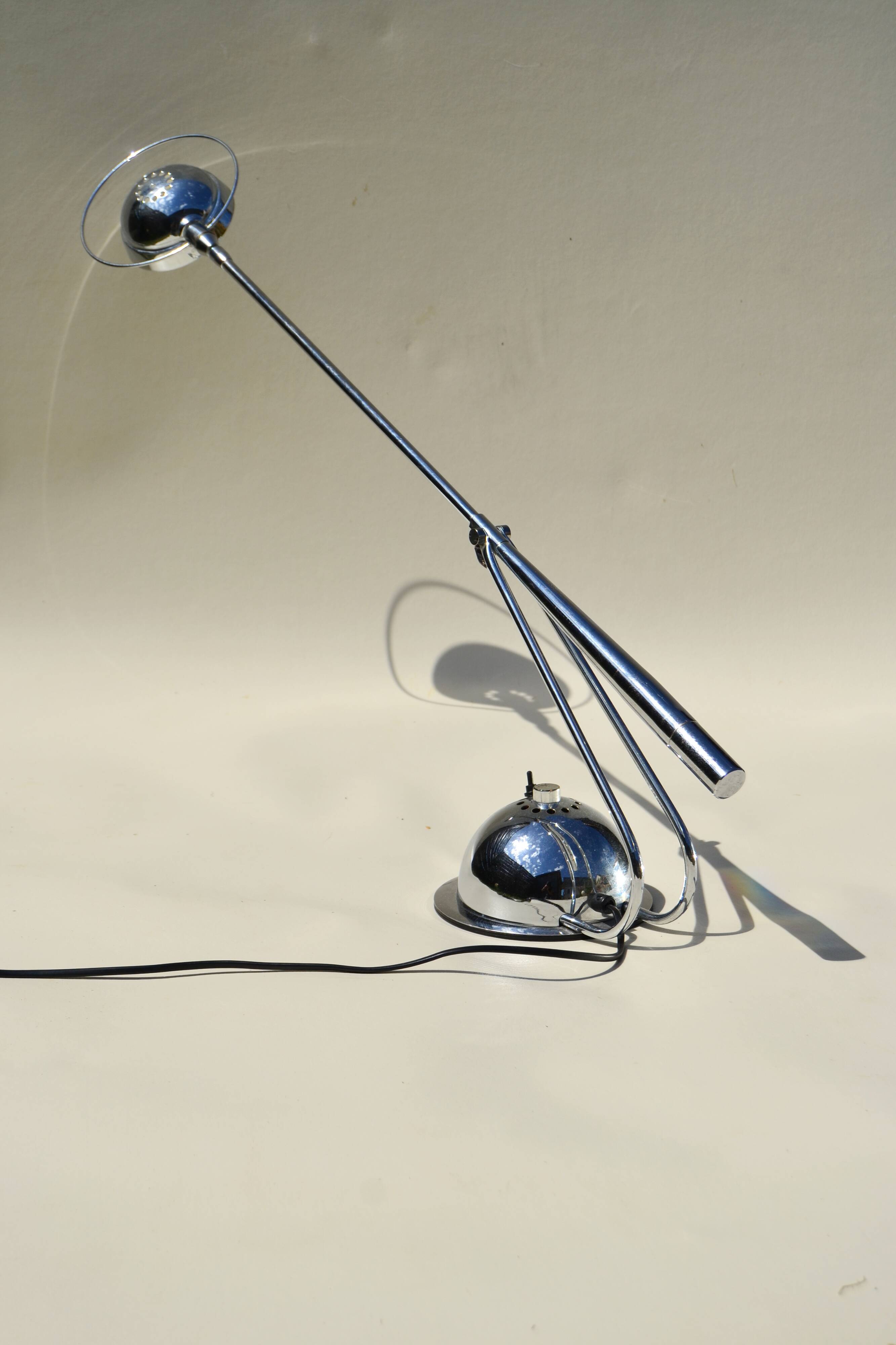 Chrome rocker desk lamp Aluminor 80s