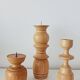 Set of 3 Scandinavian turned wooden candle holders
