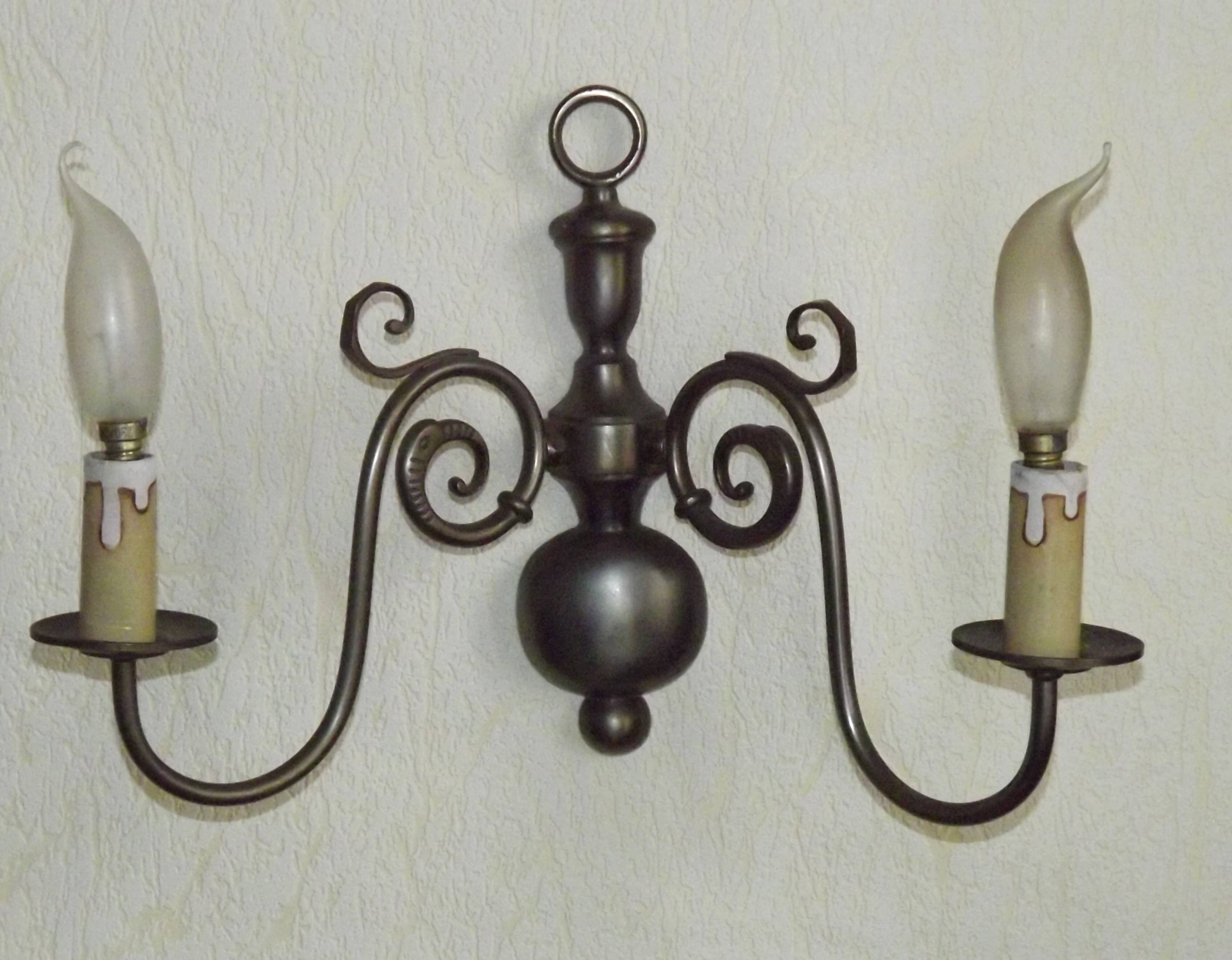 Pair of large Flemish style wall sconces in silver 5179