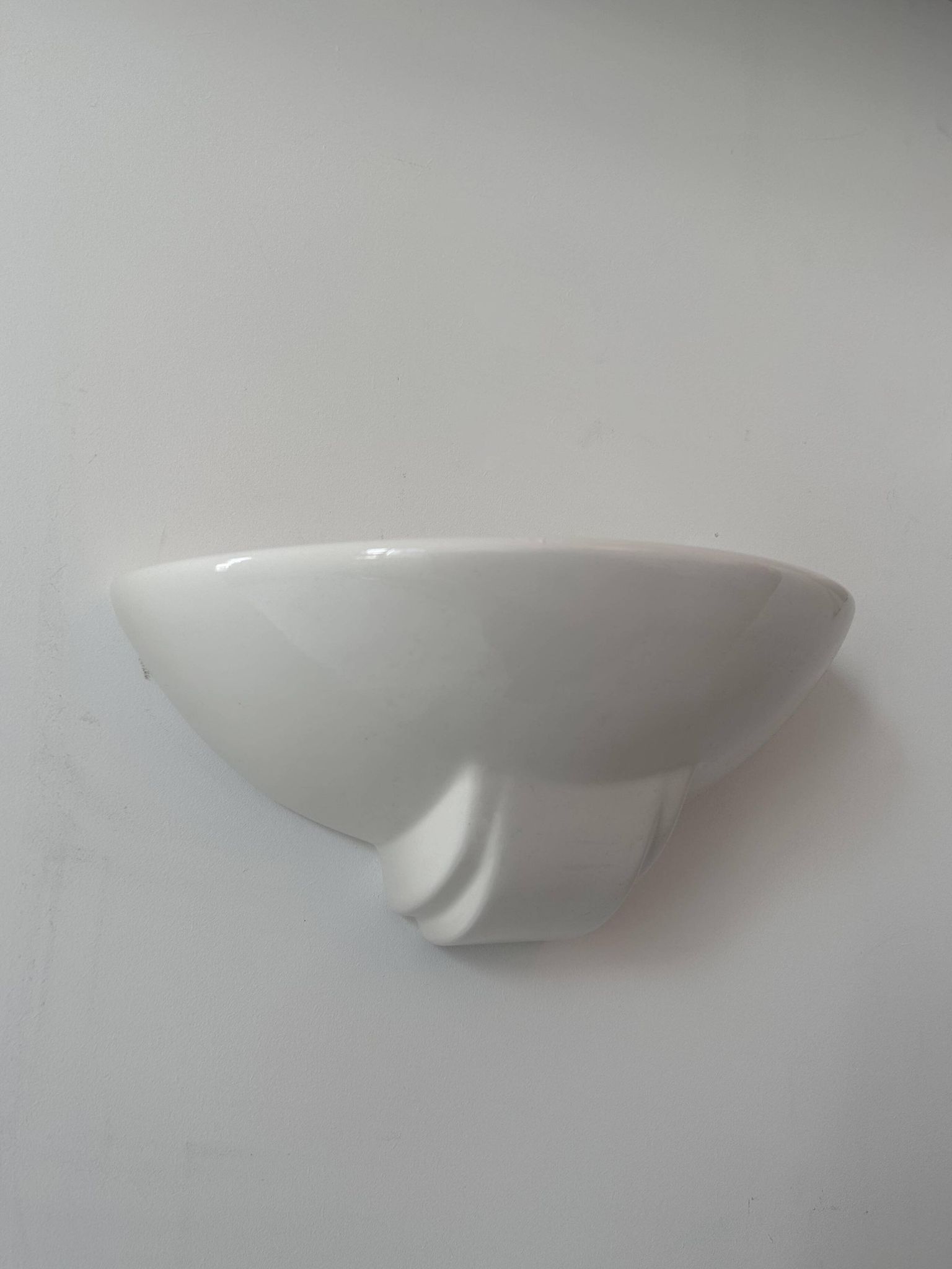 Pair of vintage porcelain wall lights, white, France 1970