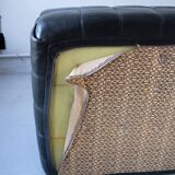 Ensemble de Salon Kashima Vintage en Cuir Noir par Michel Ducaroy pour Ligne Roset, 1976, Set de 3