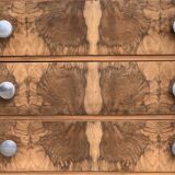 Art Deco chest of drawers in raw walnut burl