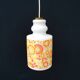 White and orange tube chandelier with seventies pop flowers