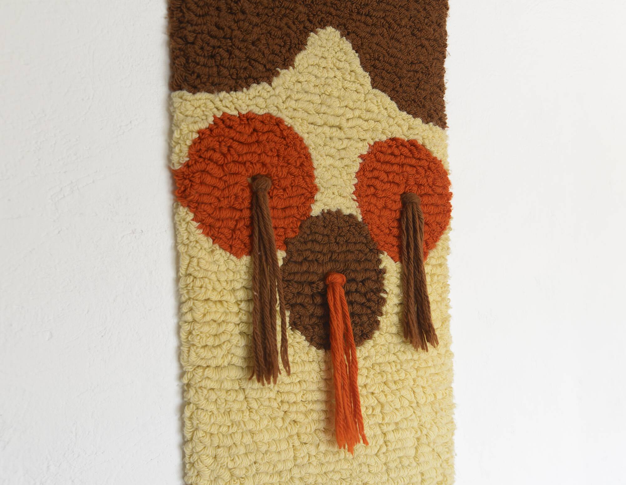 Grande tapisserie murale vintage faite à la main, décoration bohème pour la maison, Yougoslavie, années 70