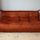 3-seater Togo dark amber velvet sofa designed by Michel Ducaroy 1973