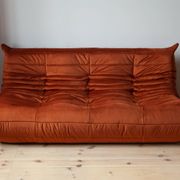 3-seater Togo dark amber velvet sofa designed by Michel Ducaroy 1973