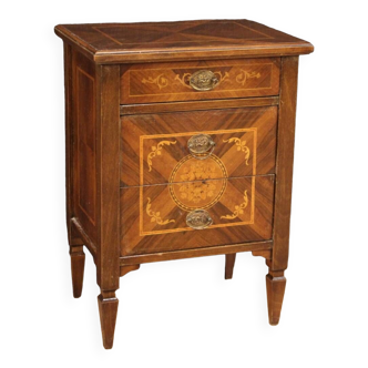 Table de chevet en bois marqueté de style Louis XVI