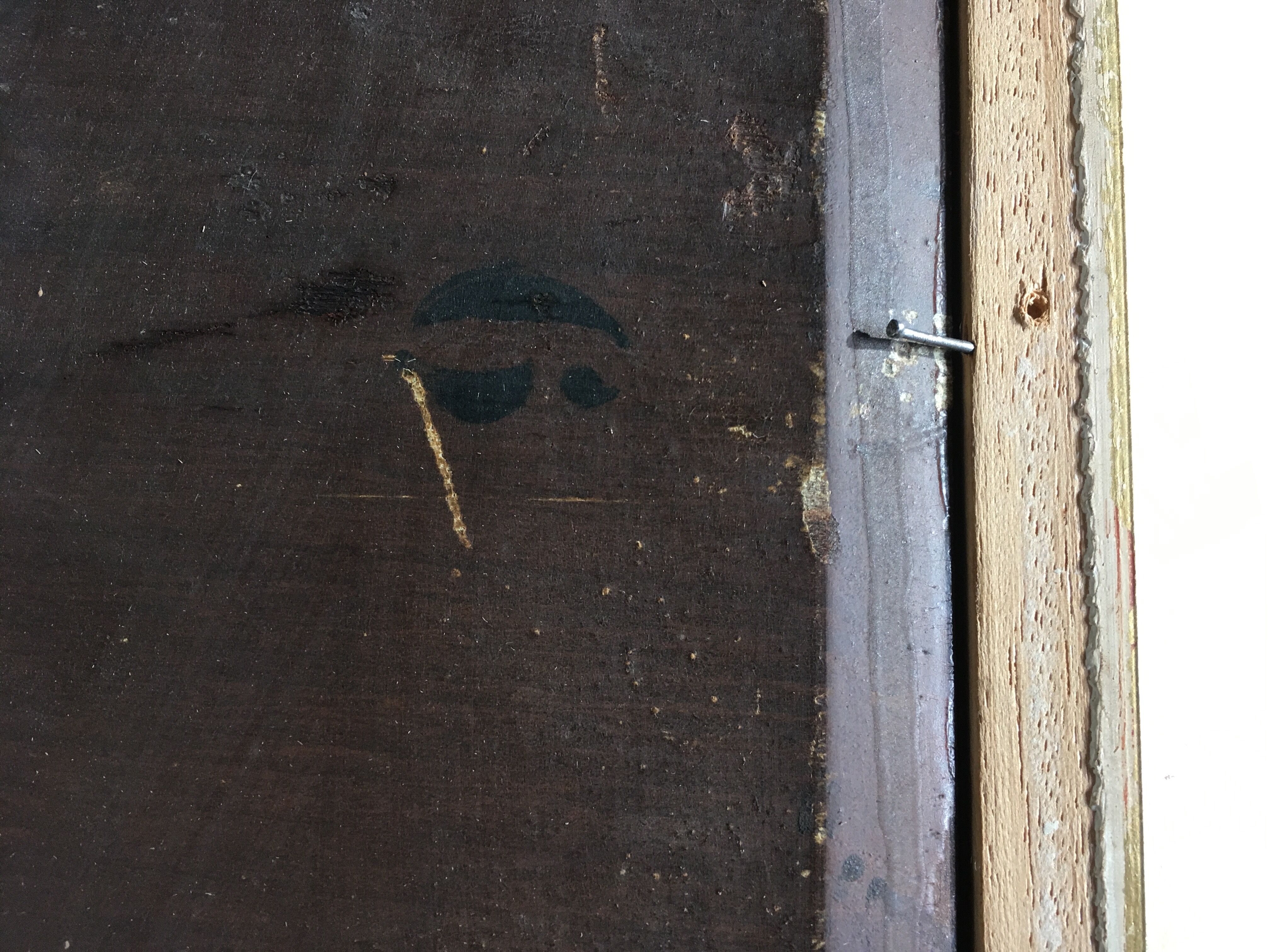 Ferme XIXe huile sur bois cadre bois doré