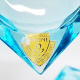 2 cendriers prismes en cristal de Bohème bleu tchécoslovaque