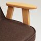 Fauteuil rétro en tissu en laine cacao, bois de hêtre naturel