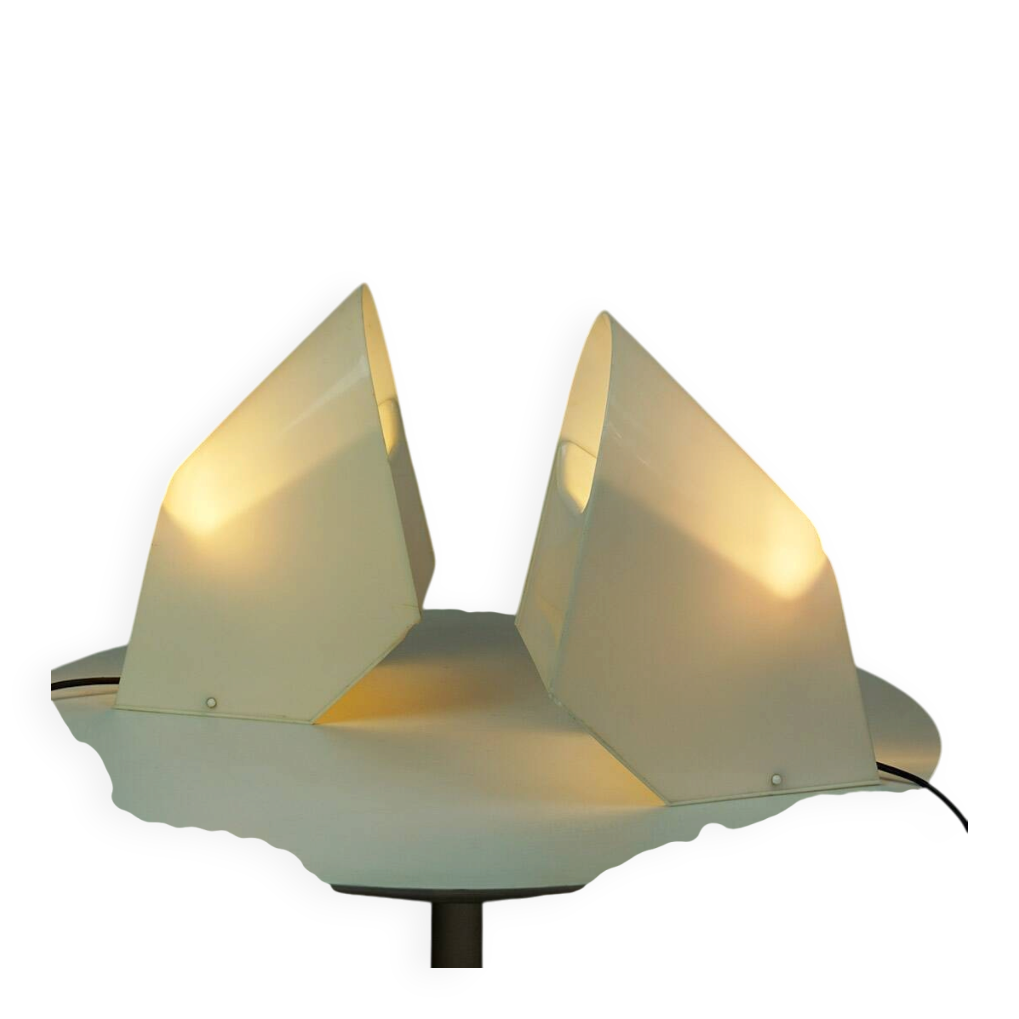 A pair of white plastic table lamps by Cini Boeri for Stilnovo, Italy.