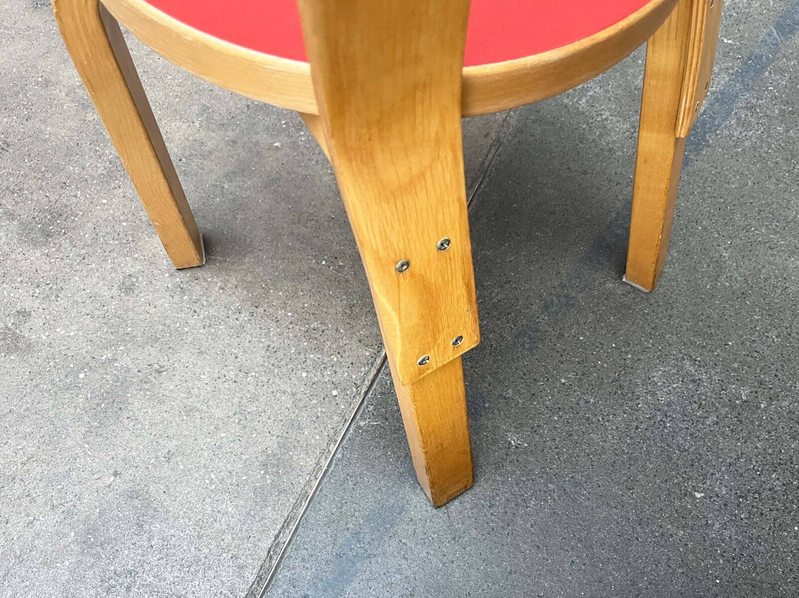 Vintage Red Children's Chair in Linoleum N65 by Alvar Aalto for Artek, Finland, 1970s