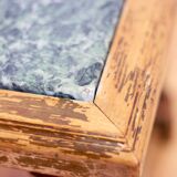 Authentic solid wood and green marble pedestal