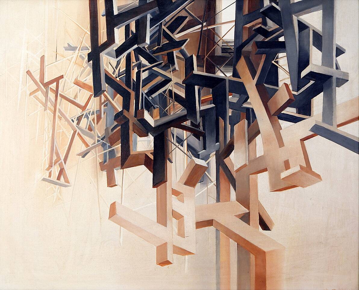 Alix Dufaux - Abstract Geometric painting 1967