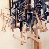 Alix Dufaux - Abstract Geometric painting 1967