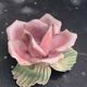 Pink candle holder in slip, old biscuit
