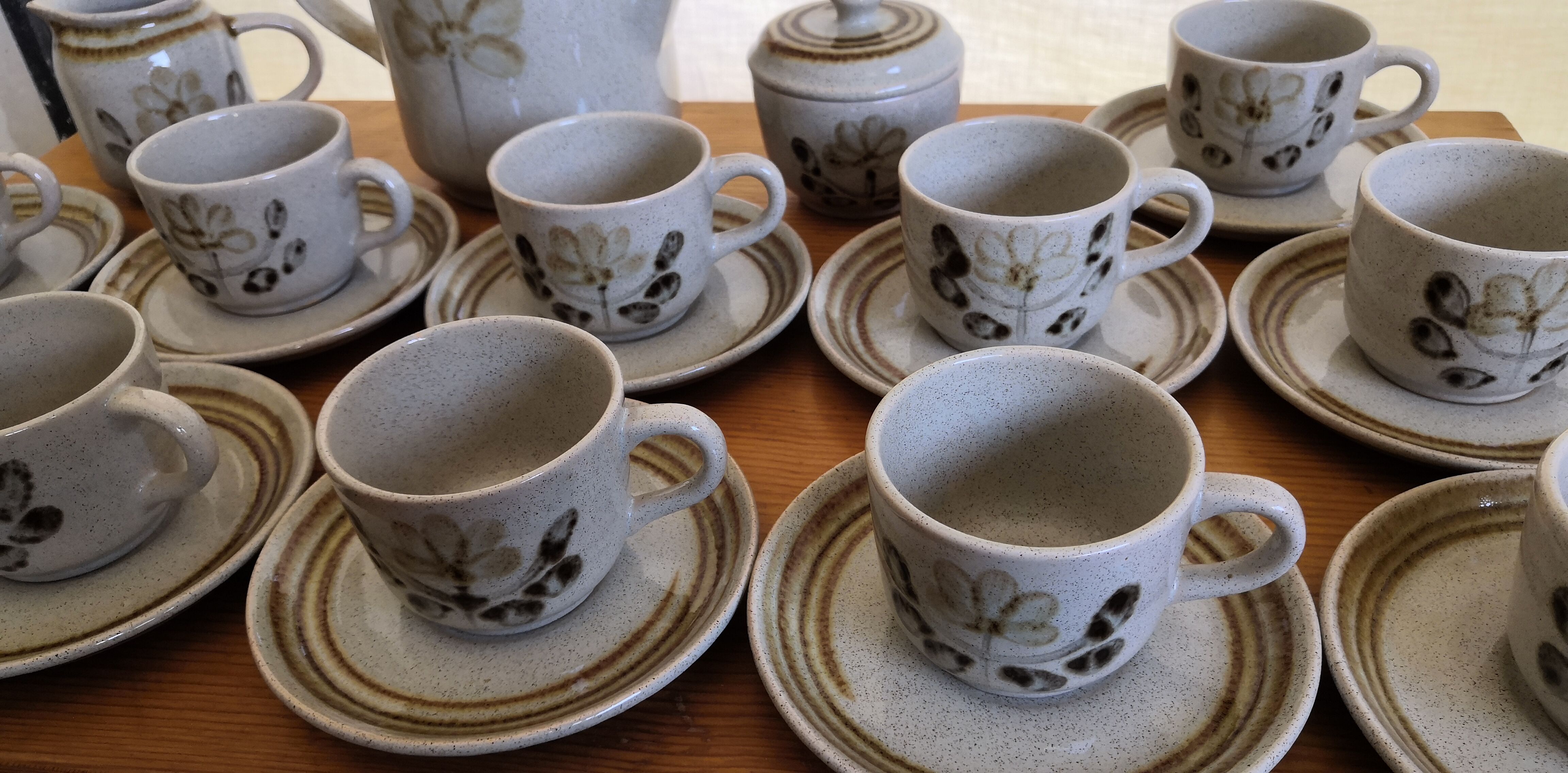 Service à café grès "Atelier d'art de Lorraine" Sarreguemines vintage