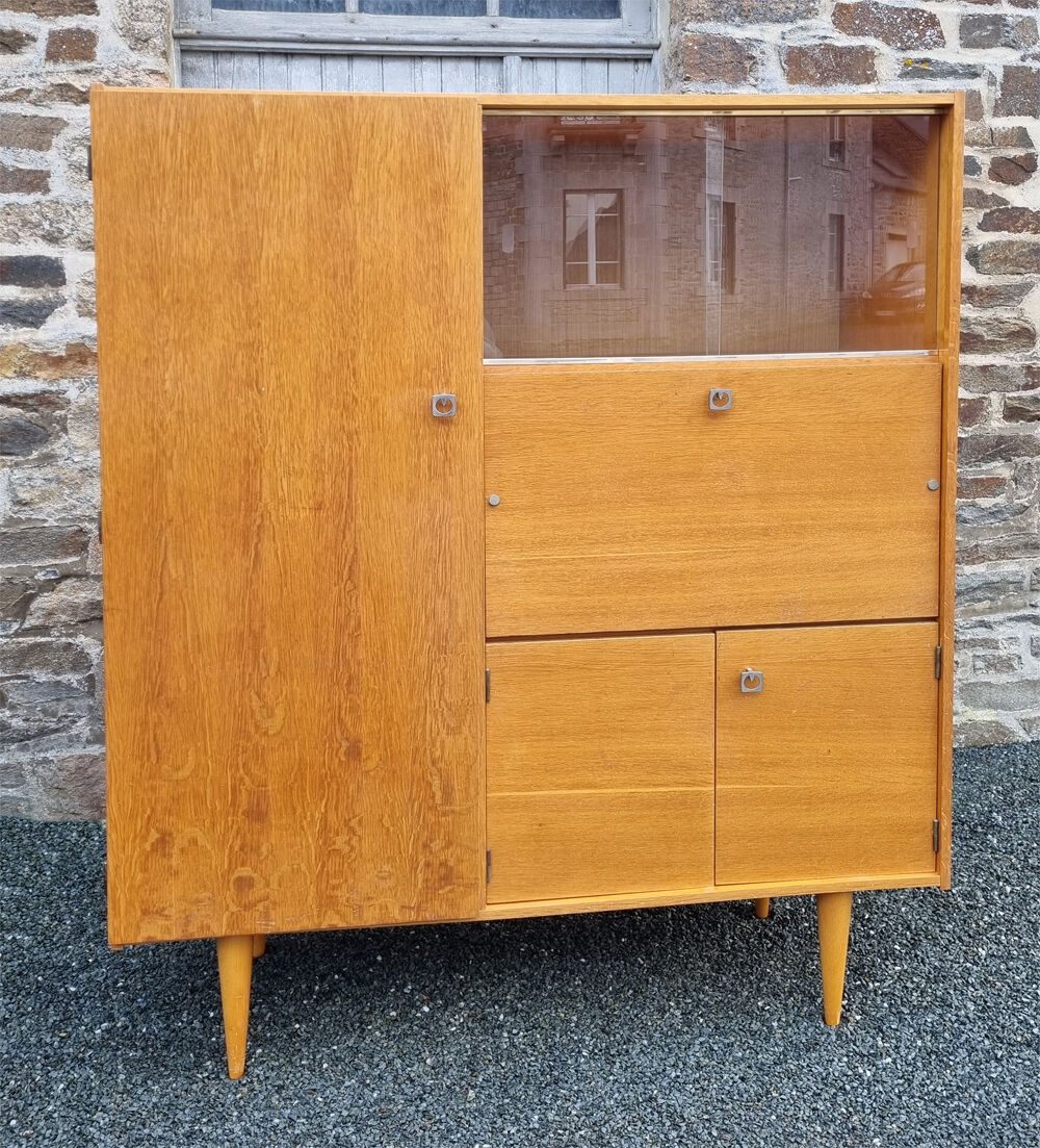Secretary wardrobe, bookcase, closet, wardrobe, 60s, vintage