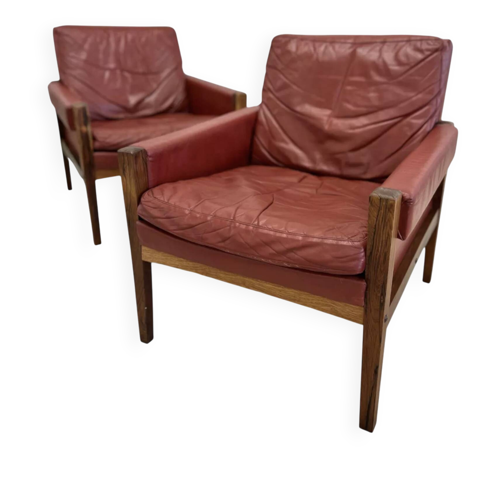 Vintage Danish Lounge Chairs In Rosewood And Leather. 1960s. 5