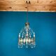 Vintage Chandelier with Crystal Drops, Italy, 1960s