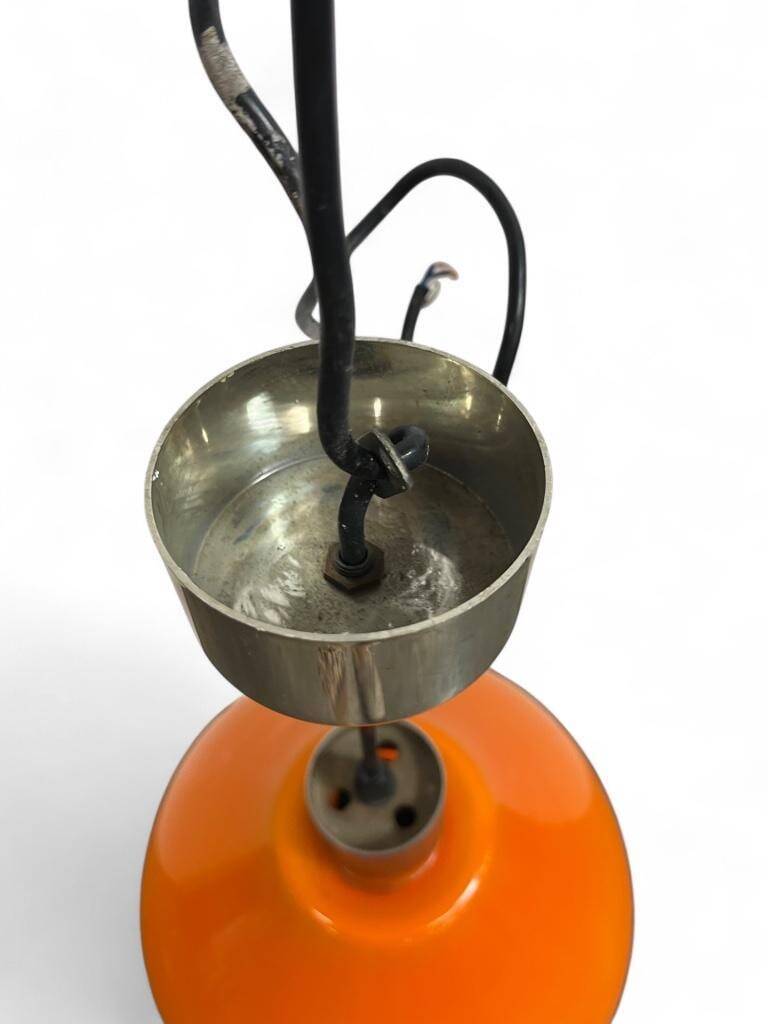 Vintage orange glass pendant light / space age chandelier