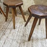 Pine stools with curved seat from the 50s
