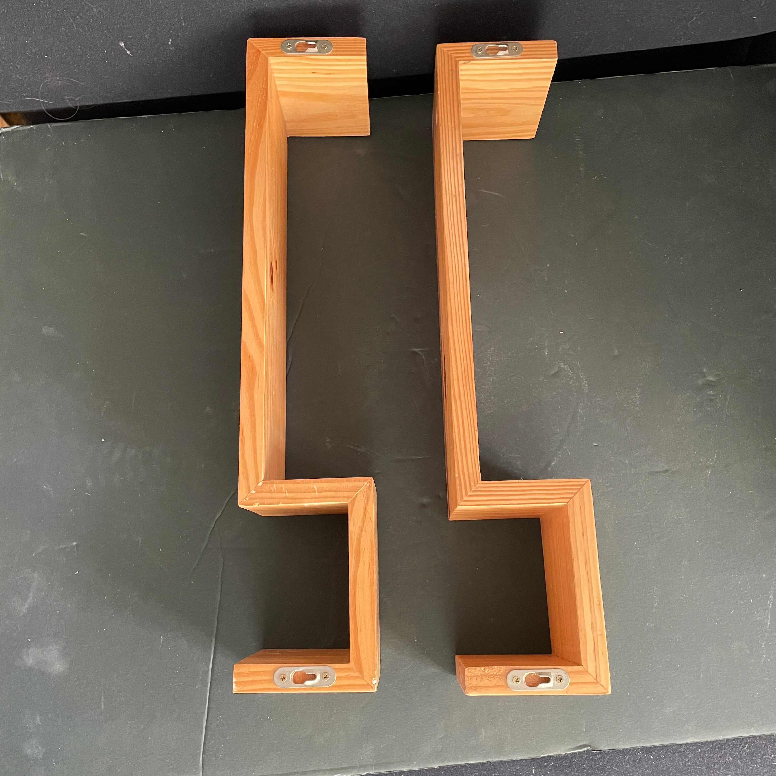 Pair wooden wall shelves 1970