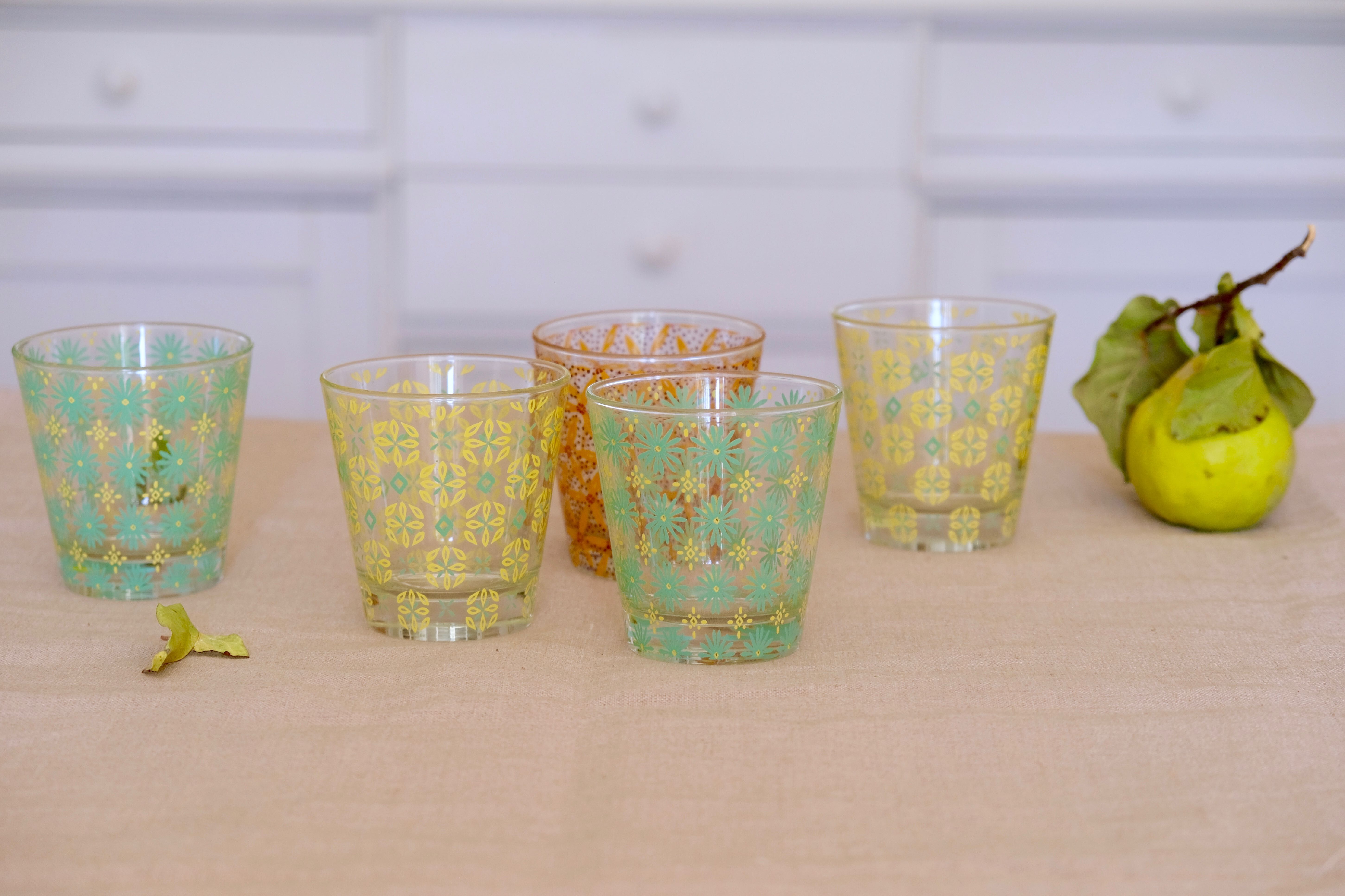 Vintage flower glasses Cerve Italy