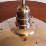 Lampe Bauhaus en verre mercurisé suspension industrielle chromée.