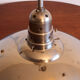 Old Bauhaus lamp in mercurized glass chrome industrial suspension.