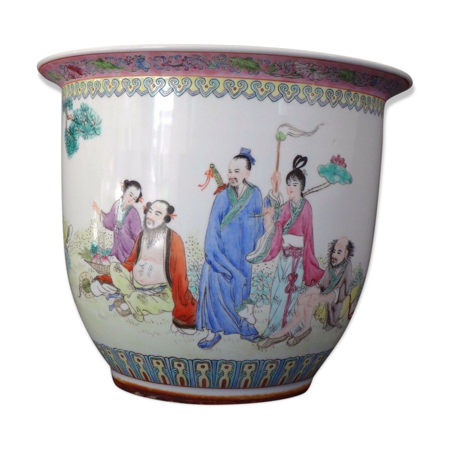 Cache pot chinois famille rose vase Chine porcelaine début XXème