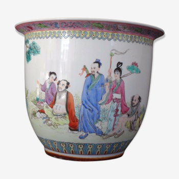 Cache pot chinois famille rose vase Chine porcelaine début XXème