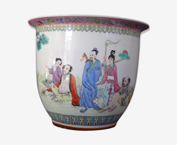 Cache pot chinois famille rose vase Chine porcelaine début XXème