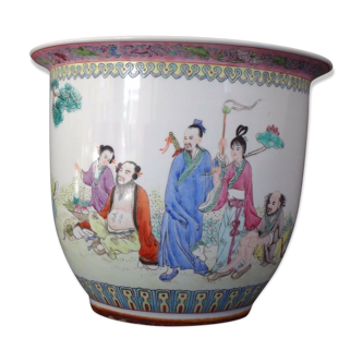 Cache pot chinois famille rose vase Chine porcelaine début XXème