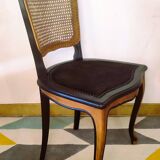Chaise cannage et velours noir