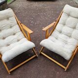 Gillis Lundgren (1929-2016) - Pair of folding armchairs with 3 variable positions - Kontiki model
