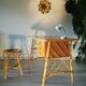 Louis Sognot desk and his stool, in rattan, 1960